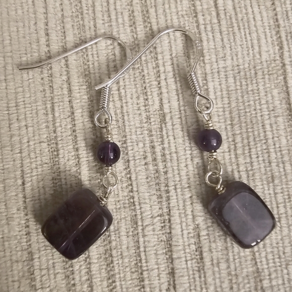 Semi Precious Stone and Sterling Silver Earrings - Picture 1 of 6